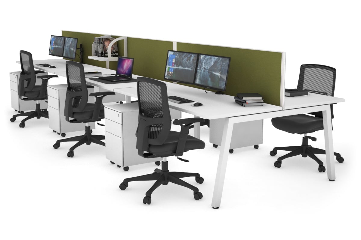 Quadro 6-Person Office Workstation Desk - 1600L x 700W Dimensions - Perfect for Team Collaboration, Conference Rooms & Open Office Spaces