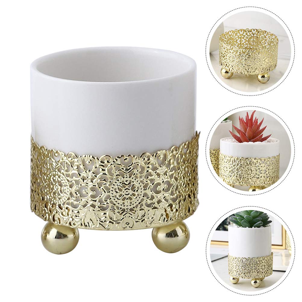 1pc Elegant Wrought Iron Succulent Planter - Detachable Modern Home Decor Flower Pot for Indoor Plants, Office Desk, Garden Decor & Gift Ideas
