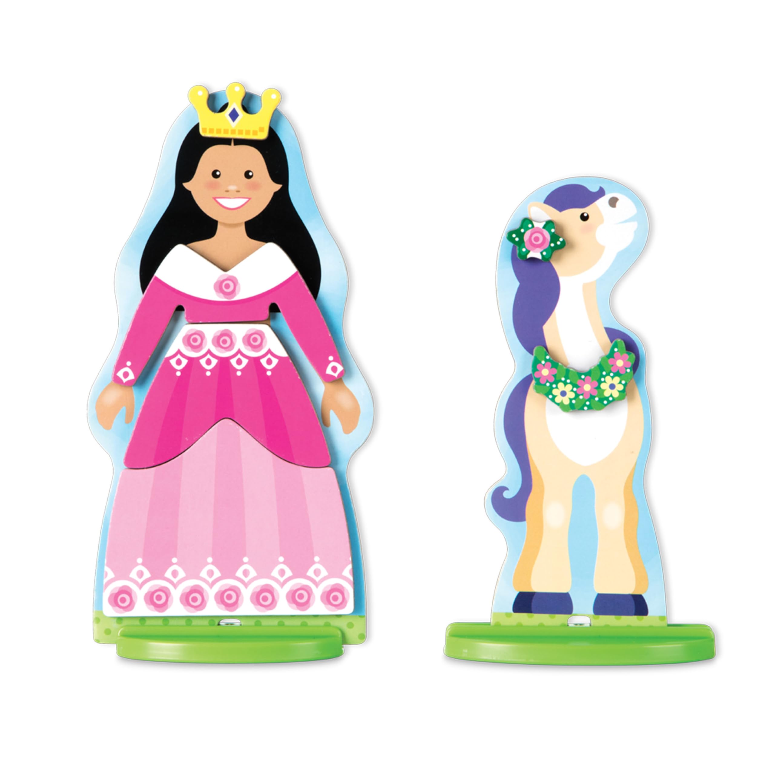 Melissa & Doug Princess & Horse Magnetic Dress-Up Wooden Doll Pretend Play Set - 35 Piece Wooden Magnetic Doll & Costume Set for Kids - Perfect for Imaginative Play, Birthday Gifts & Preschool Learning Activities