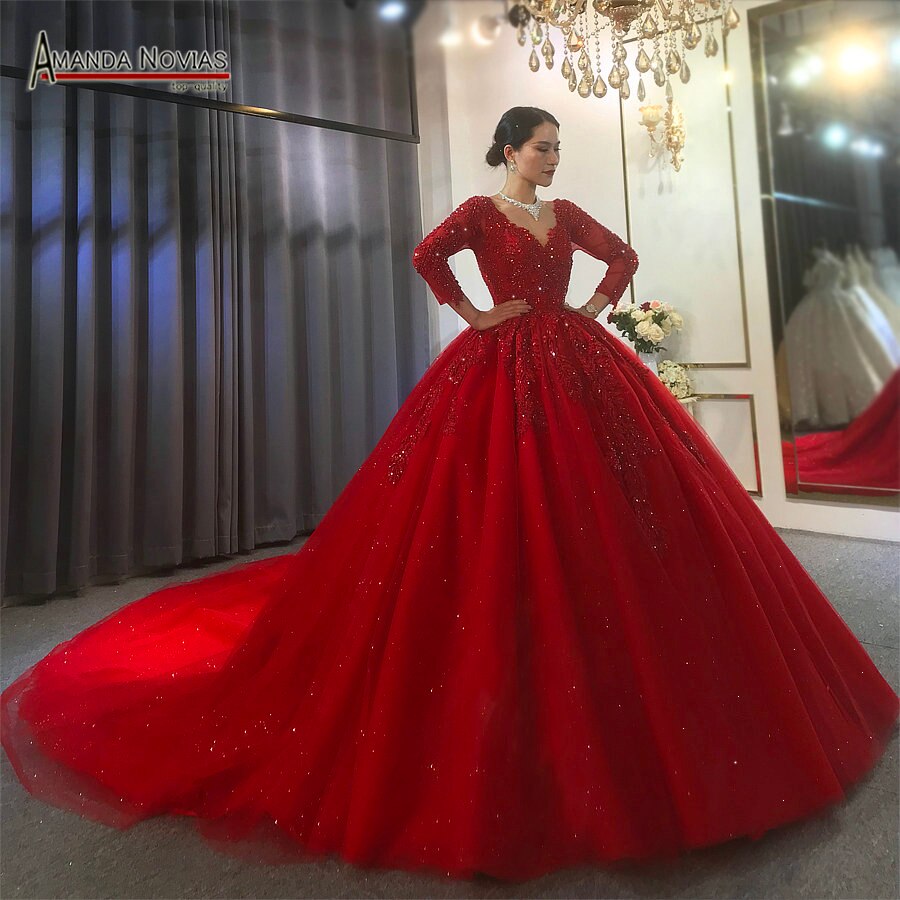 2021 Red Wedding Dress NS3915 - Elegant A-Line Gown for Brides, Prom, and Formal Events