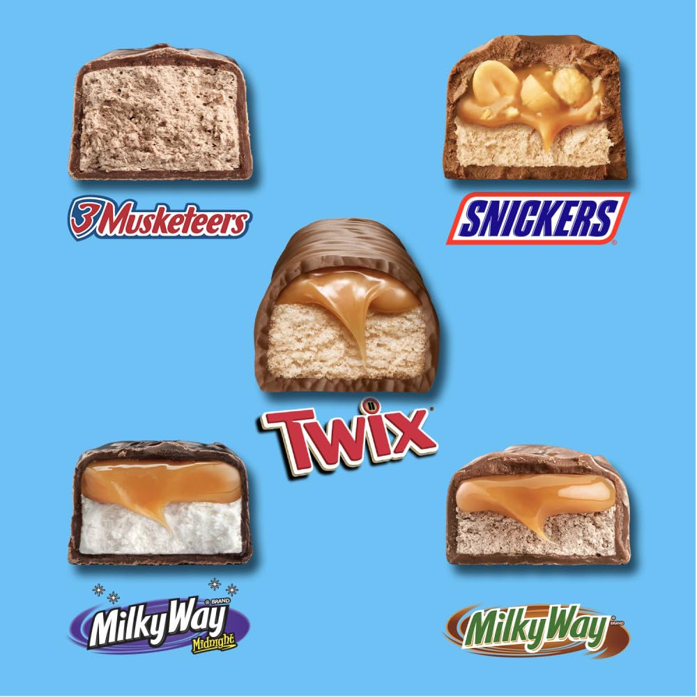 Snickers, Twix, Milky Way & 3 Musketeers Fun Size Chocolate Candy Bars Variety Pack - 8 Bags (30 Pieces Each) | Milk & Dark Chocolate Assortment for Halloween, Parties, Office Snacks & Gift Baskets