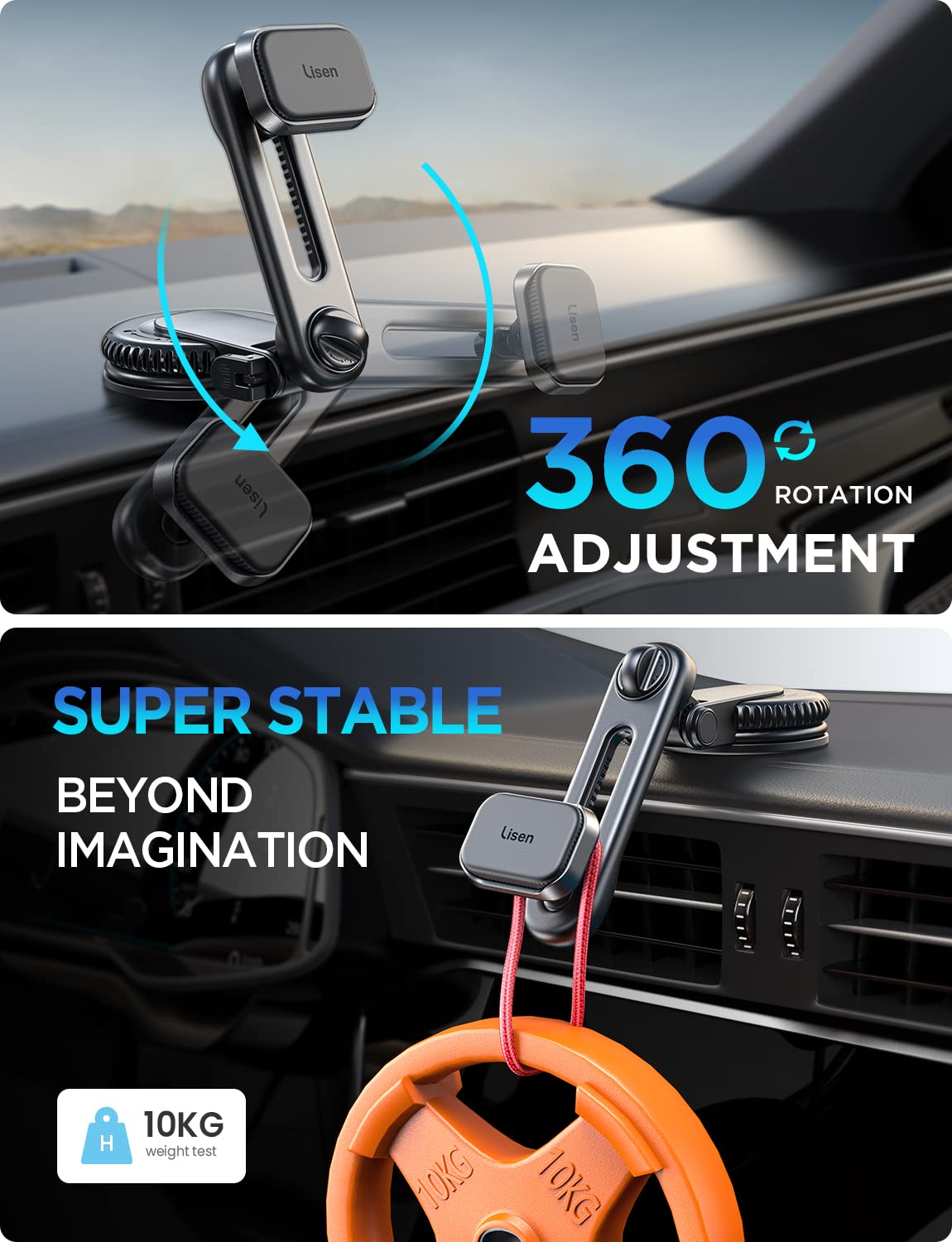 LISEN Magnetic Car Phone Holder - Universal Dashboard & Windshield Mount for iPhone 13 Pro Max, Samsung Galaxy & Smartphones - Secure Hands-Free Driving Solution for GPS Navigation & Safe Travel