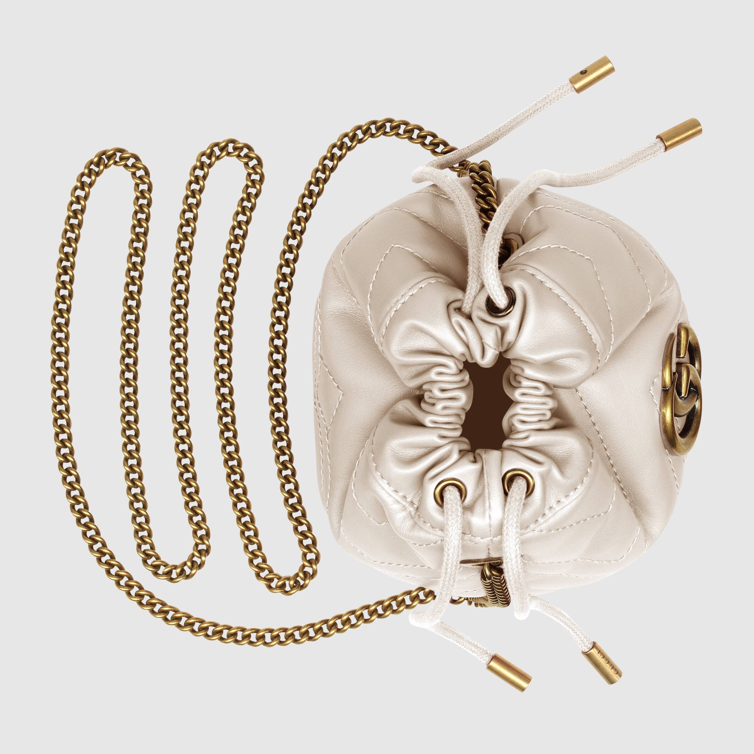 Gucci GG Marmont Mini Bucket Bag in White | Luxury Crossbody Handbag for Women | Perfect for Date Night & Evening Events