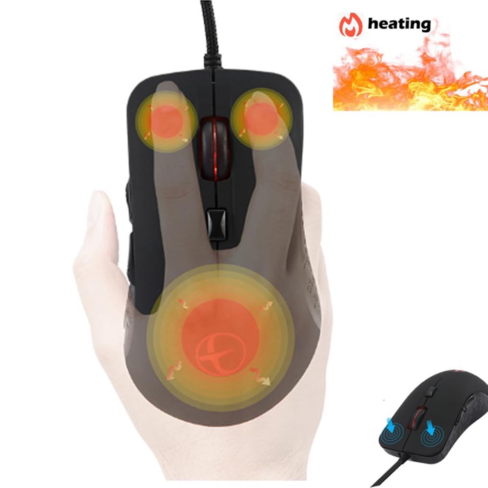Lnfxkvva Heated Gaming Mouse - 2400 DPI Adjustable Wired Mouse with Heating Function for Cold Winter, Ergonomic Design for PC Gamers - Perfect for Office Work, Gaming Sessions & Winter Computer Use