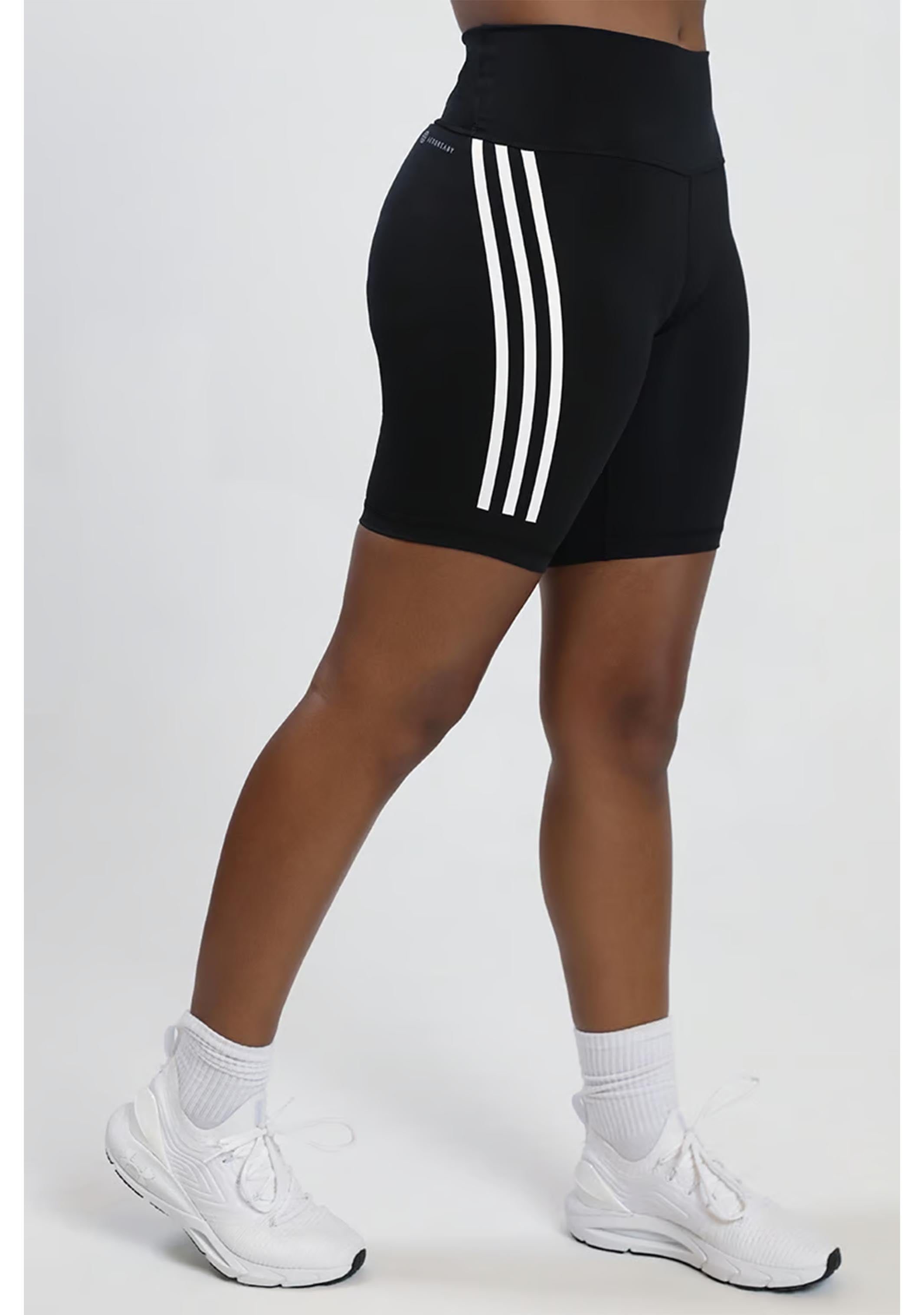 Adidas Women's Optime Trainicons 3-Stripes Bike Shorts - High Waisted Workout Leggings for Running, Yoga & Gym - Breathable & Comfortable Activewear