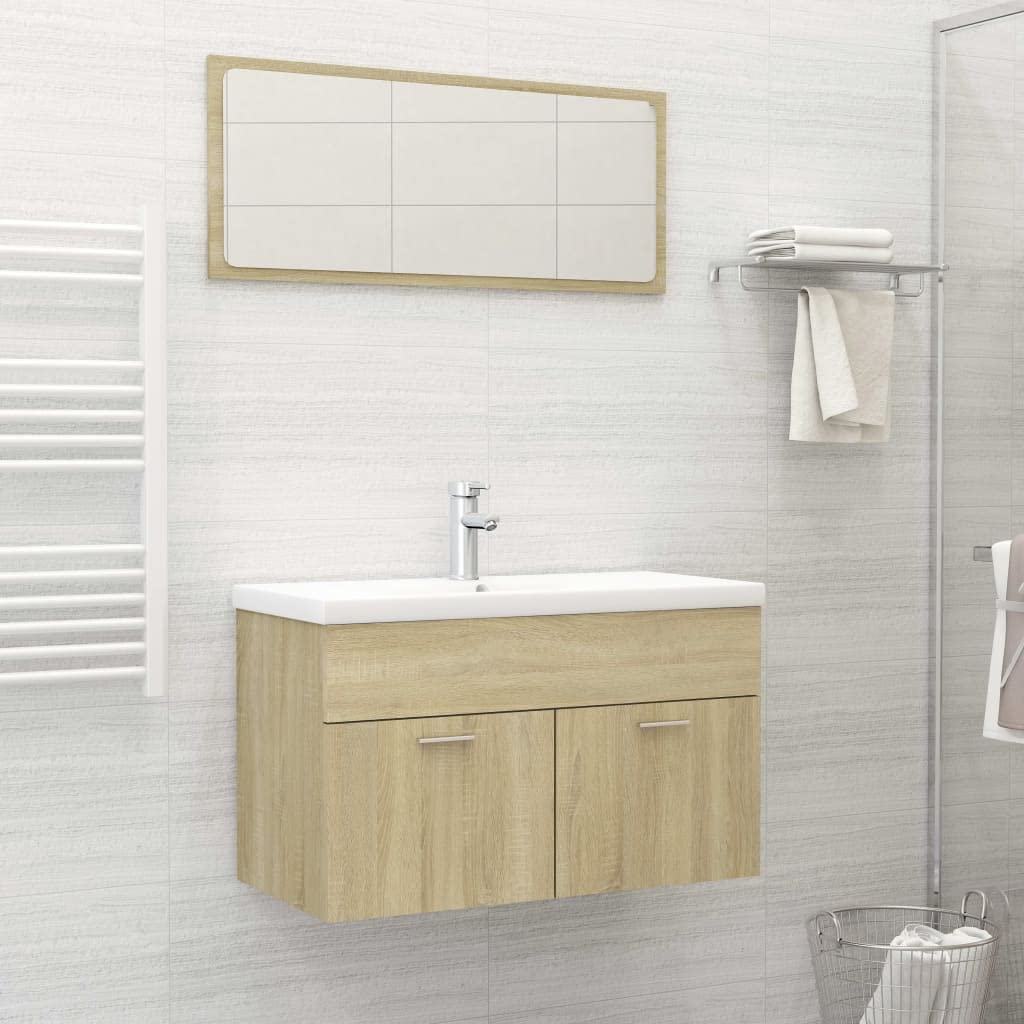 Modern Floating Bathroom Vanity with Acrylic Mirror - Wall Mounted Under Sink Cabinet with 2 Doors, Single Sink Vanity Base for Small Bathroom - Perfect for Powder Rooms, Guest Baths & Modern Home Decor (Brown, Pedestal Sink)