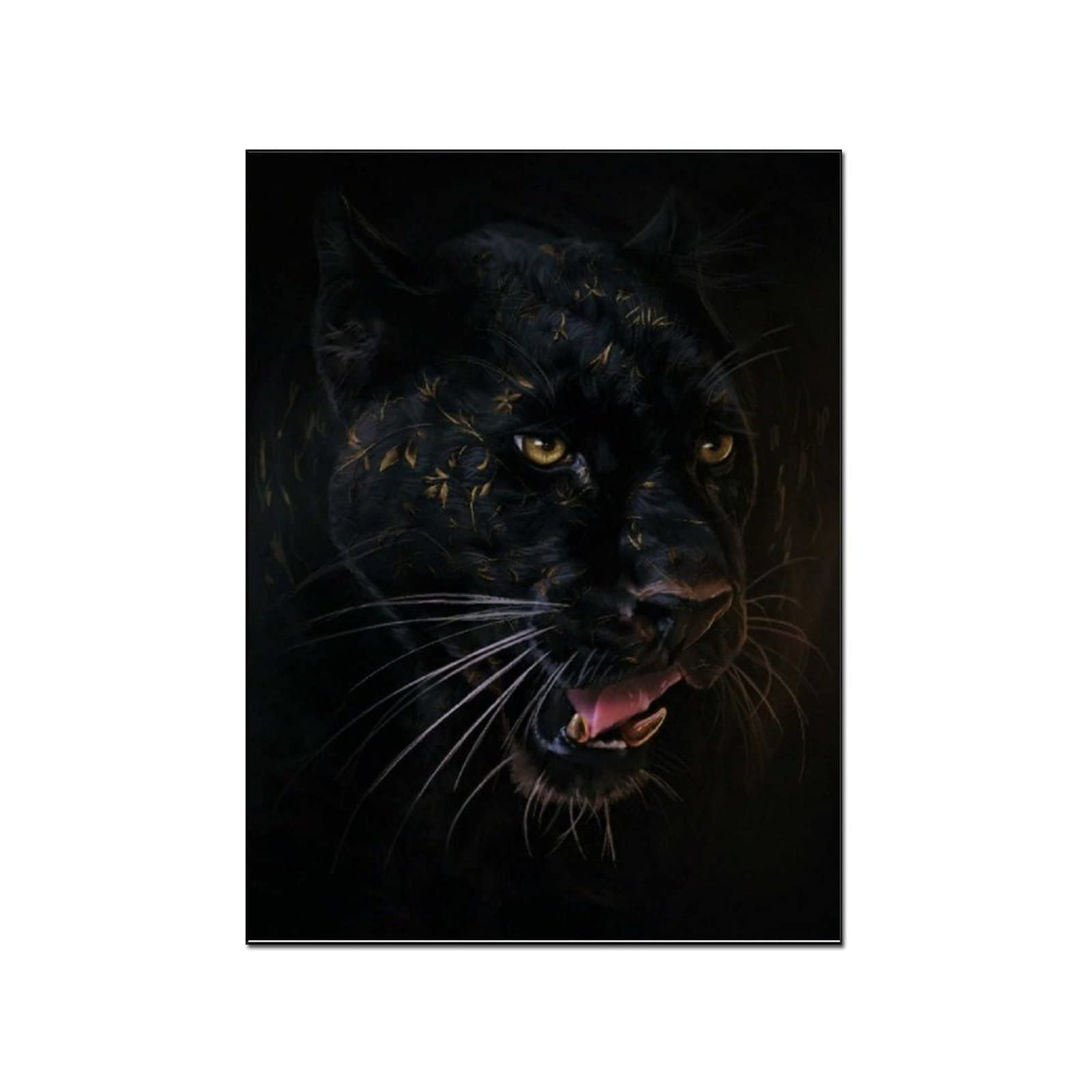 Black Panther Canvas Wall Art - 8x10inch (20x26cm) Animal Painting Poster for Living Room & Bedroom Decor - Perfect for Jungle Theme, Home Office, or Gift Idea