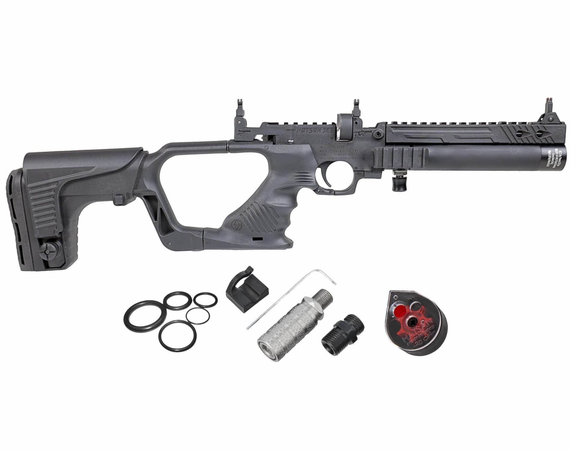 HATSAN Jet Black PCP Air Gun | Convertible Air Pistol to Rifle | Includes Wearable4U Pellets Bundle | Perfect for Hunting, Target Practice & Outdoor Shooting Sports