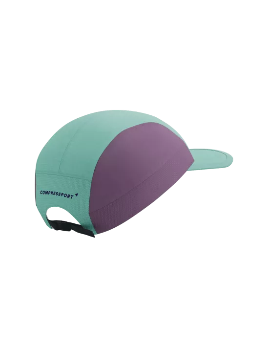Compressport Unisex 5-Panel Lightweight Running Cap - Shell Blue/Grape - Perfect for Jogging, Hiking & Outdoor Sports