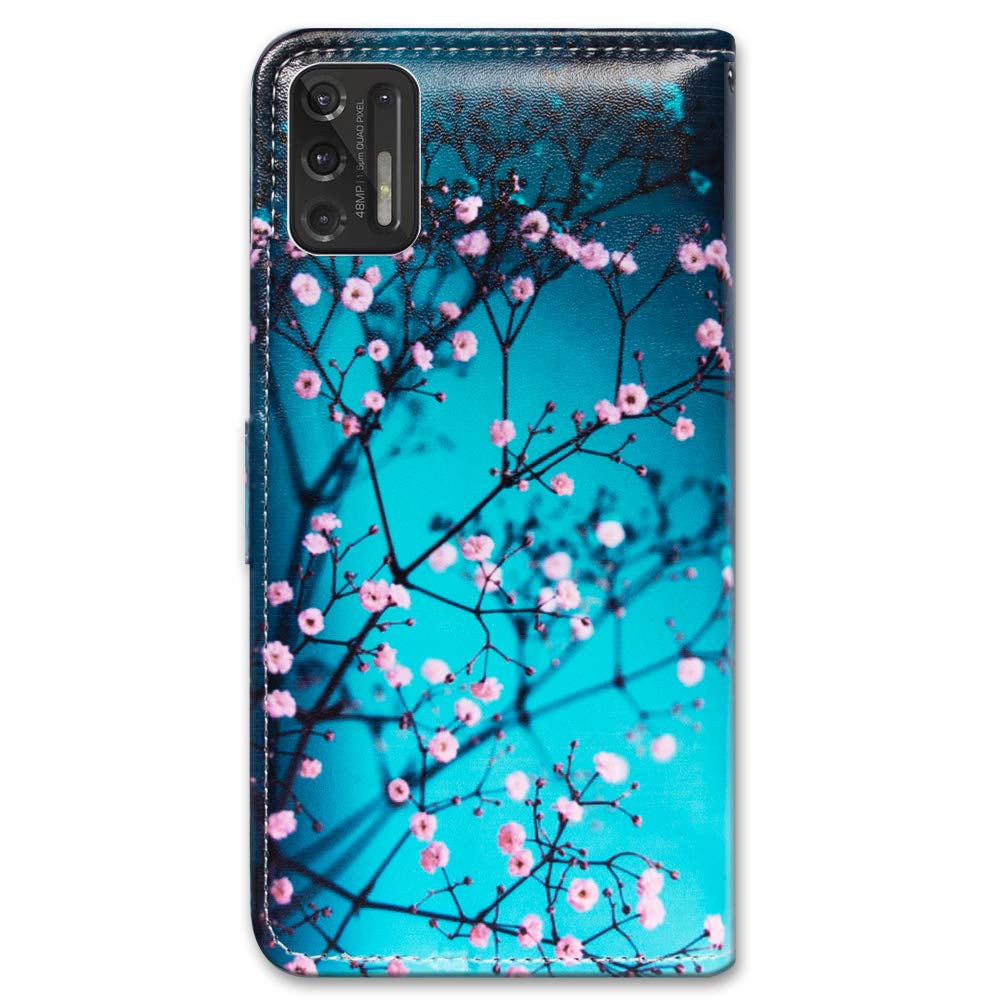 Premium Leather Flip Wallet Case for Motorola Moto G Stylus 2021 (Not Compatible with 2020 Model) - Elegant Plum Blossom Design with Card Slots & Kickstand | Perfect for Everyday Use, Business Travel & Hands-Free Viewing