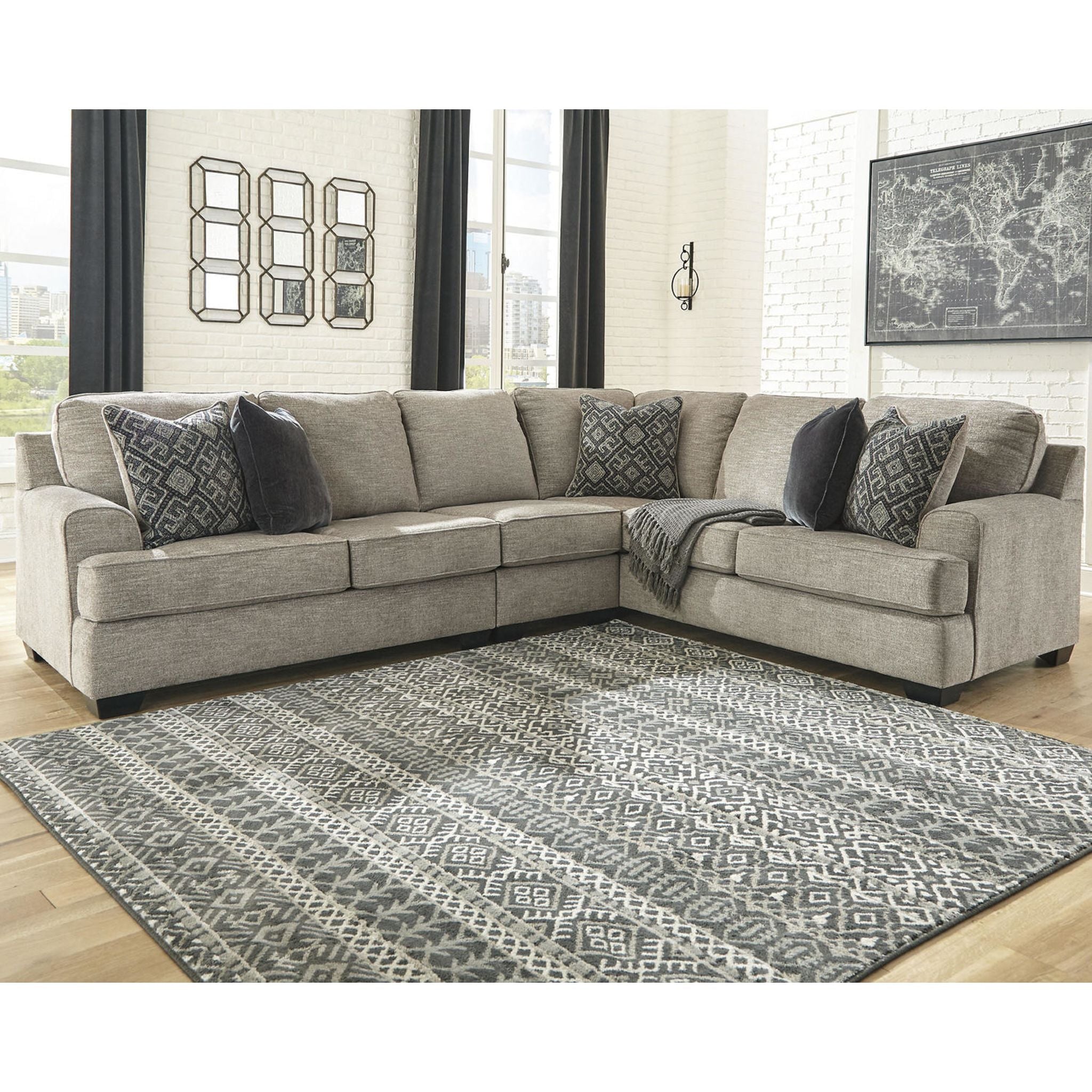 Bavarian 3-Piece Sectional Sofa Set - Modern L-Shaped Couch with Chaise Lounge for Living Room, Family Room & Apartment | Comfortable Fabric Upholstery, Sturdy Frame | Perfect for Small Spaces & Home Theater
