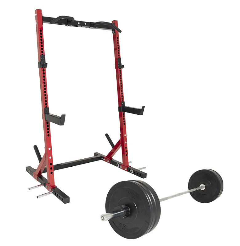 Max Squat Rack Package - Heavy Duty Power Cage with Pull-Up Bar & J-Hooks for Home Gym Strength Training | OBB007R_PKG_D