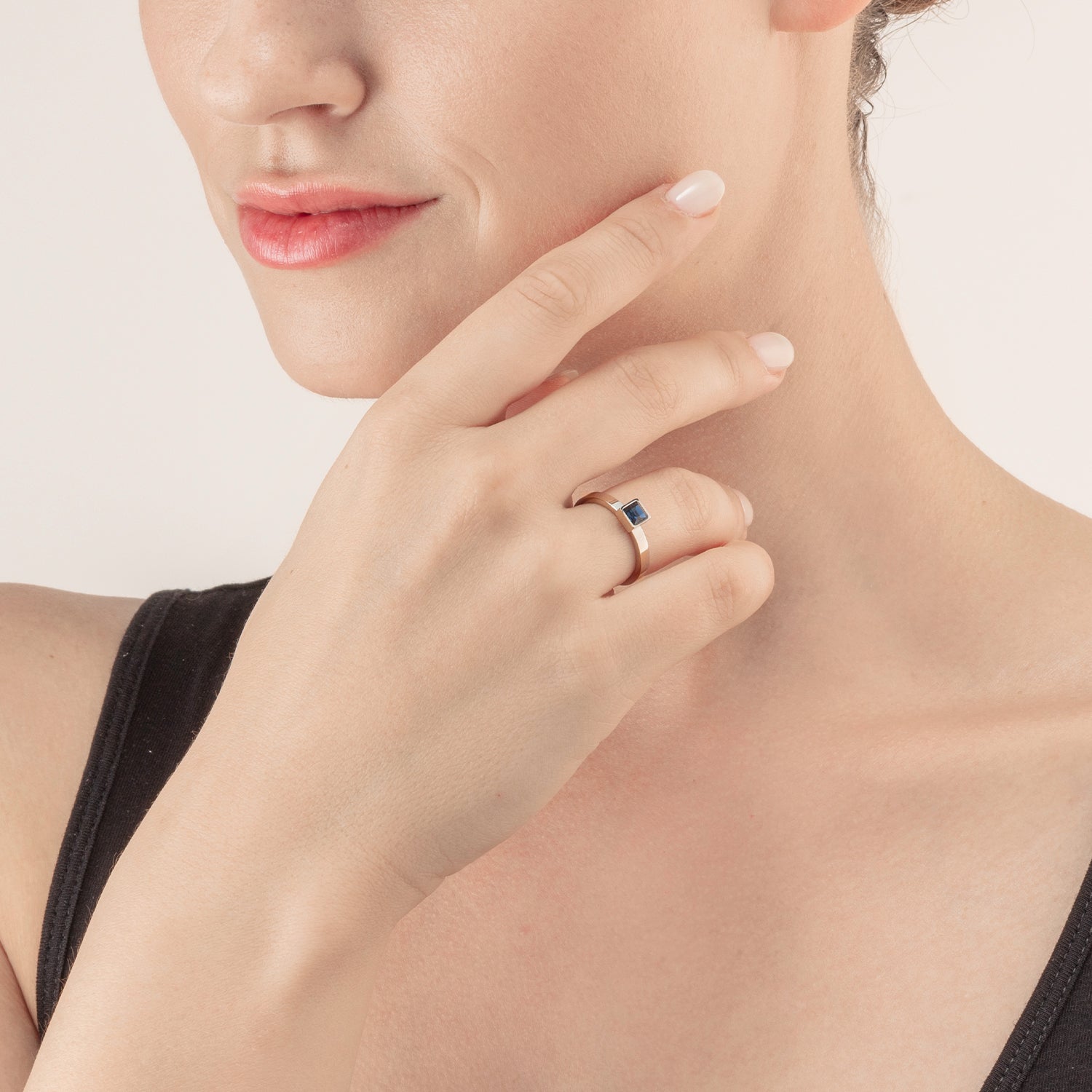 Brilliant Square Small Silver Ring - Montana Sapphire Jewelry for Women - Perfect for Engagement, Wedding & Everyday Wear