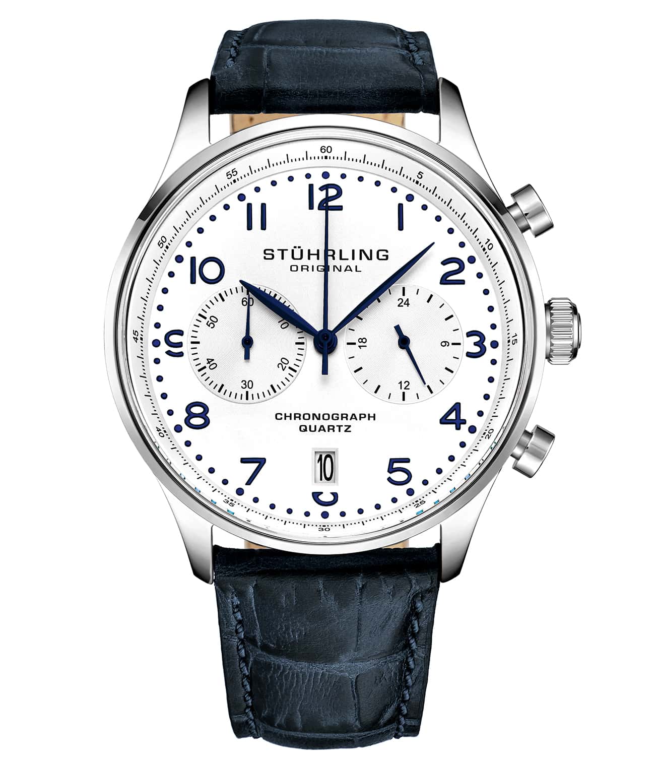 Blue Dial/Silver Case/Blue Leather Strap