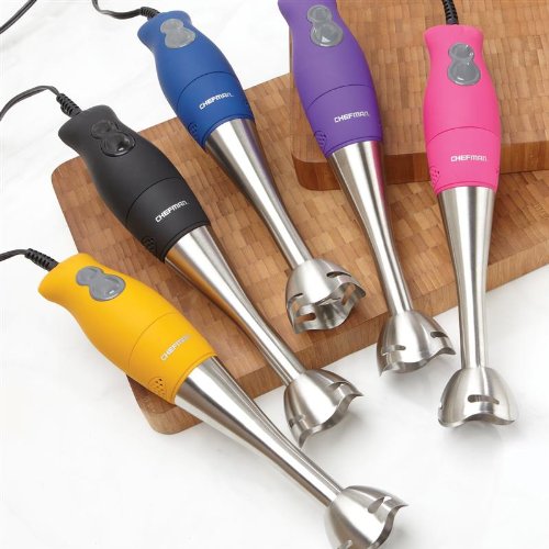 Chefman Immersion Blender - Powerful 500W Hand Blender with Comfort Grip, Stainless Steel Blades & Bonus Measuring Cup - Perfect for Smoothies, Soups, Sauces & Baby Food