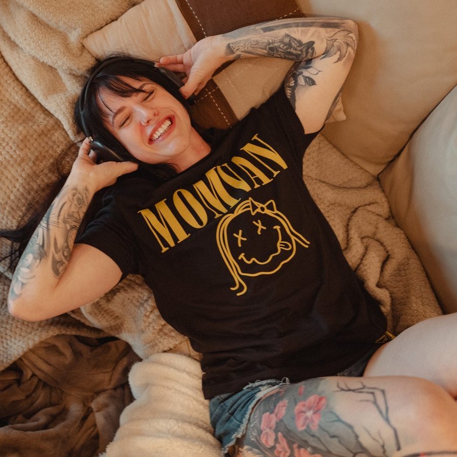 Women's MomVan Boyfriend Fit T-Shirt - Black | Comfortable & Stylish Casual Wear for Everyday Outings & Relaxing at Home