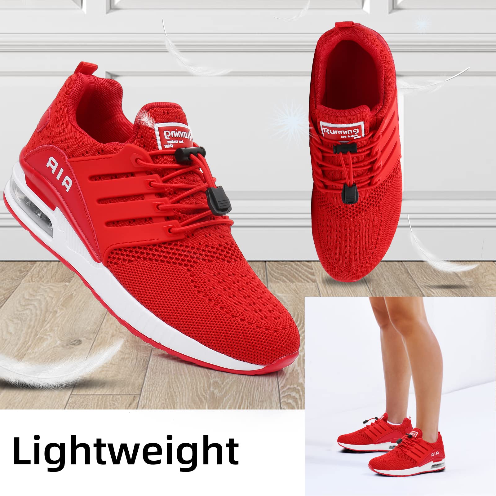 BOGOVER Women's Lightweight Air Running Shoes - Breathable Gym Jogging Tennis Sneakers with Air Cushion Technology | No-Tie Lace Design | Perfect for Running, Workouts & Casual Wear