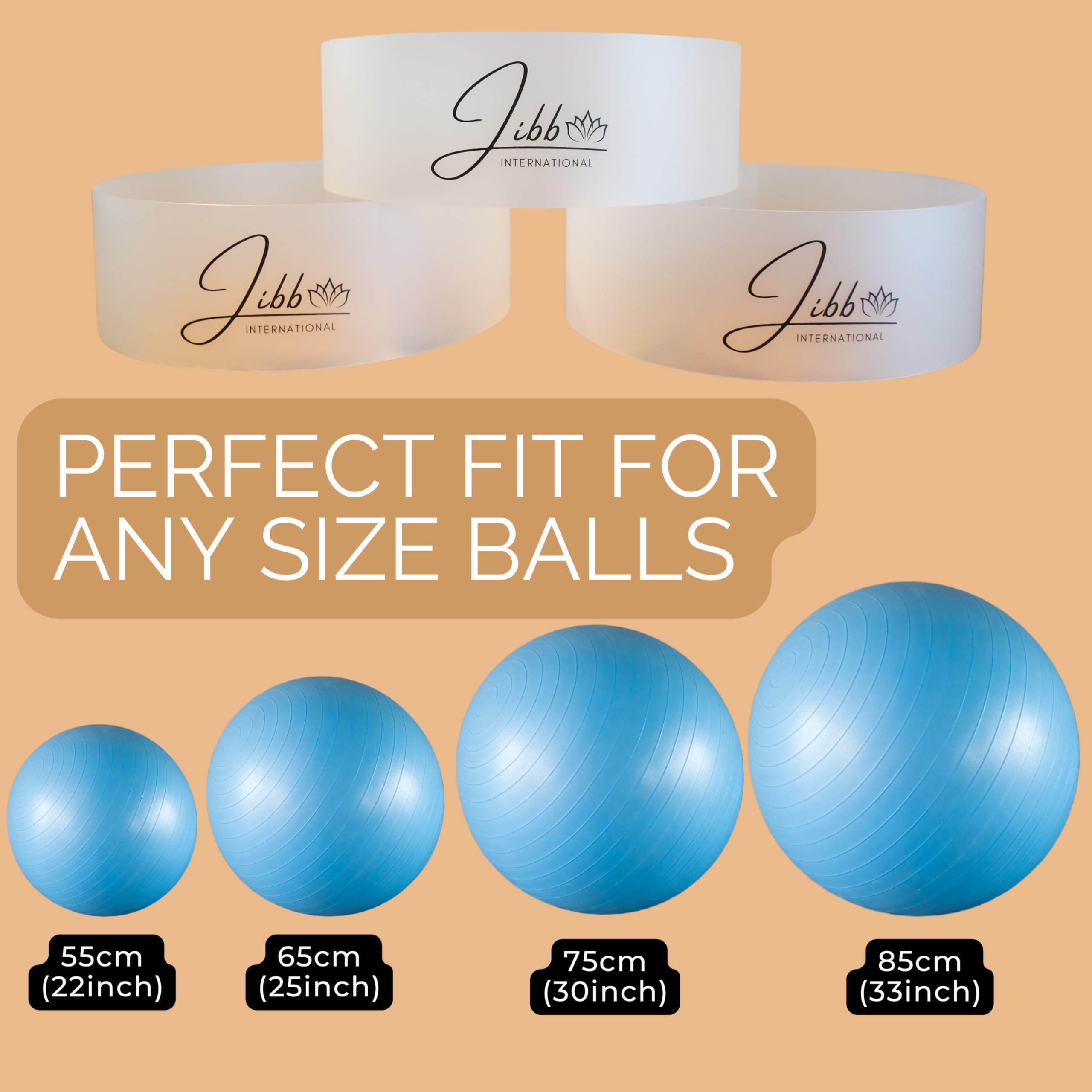 Jibb® 3-Pack Exercise Ball Holders - Yoga & Stability Ball Rack for Home Gym & Studio Storage | Durable Physio Ball Stand Organizer | Perfect for Yoga, Pilates & Fitness Training | Space-Saving Solution for Exercise Balls