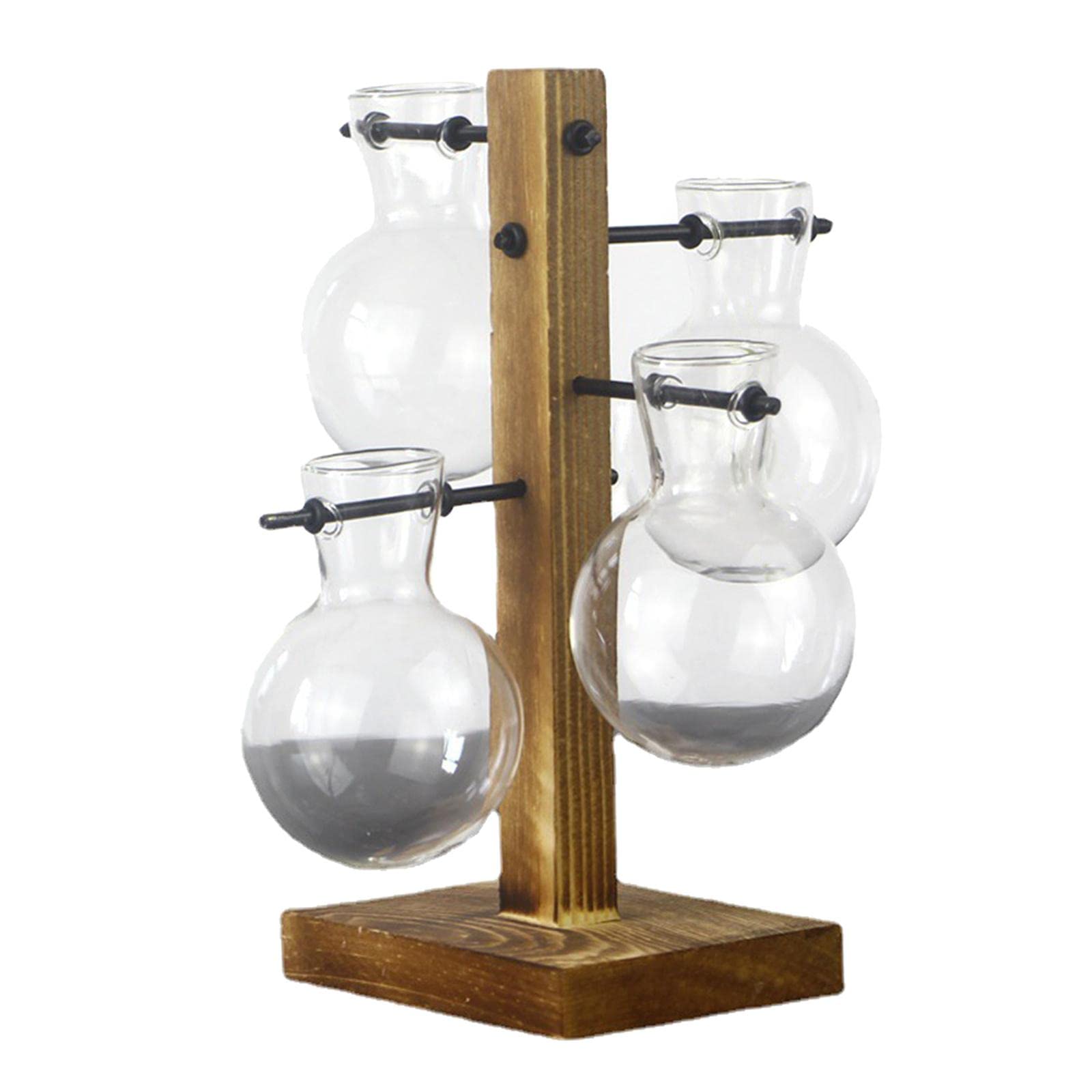 Baoblaze 4-Pack Glass Test Tube Vase Set with Wooden Stand - Modern Flower Planter for Home Decor, Terrarium, Wedding Centerpiece, DIY Floral Arrangements