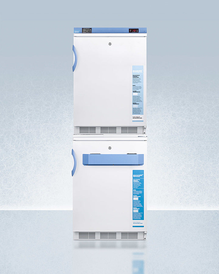 Accucold 24-Inch Wide All Refrigerator & All Freezer Combo FF7LW VT65MLSTACKMED2 - Perfect for Home, Office, and Commercial Use