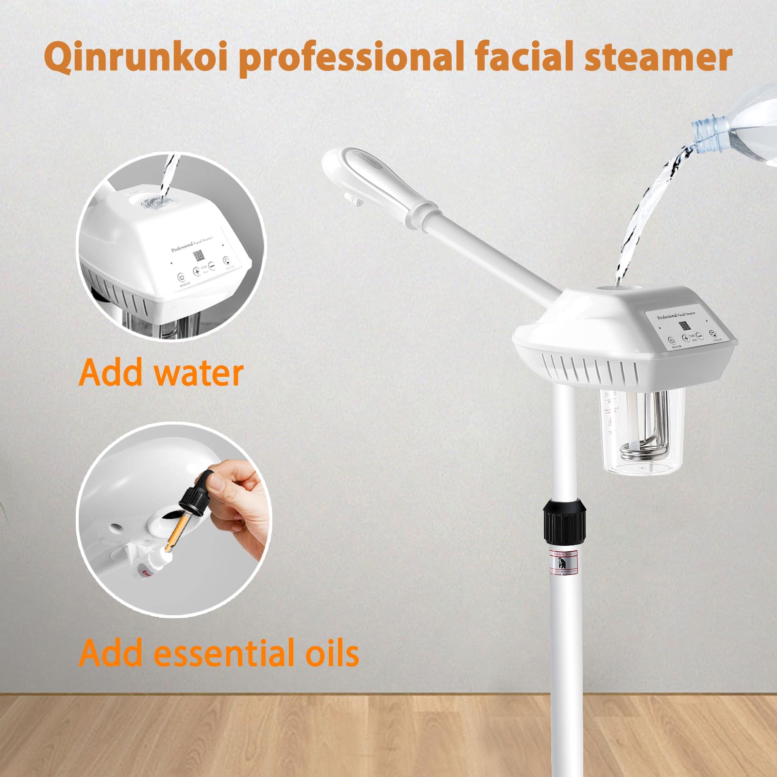Professional Facial Steamer with Ozone & Wheels - Adjustable Height & Angle Esthetician Steamer for Spa & Home Use | Hot Mist Humidifier for Deep Cleansing & Skin Hydration | Perfect for Facial Treatments, Relaxation & Beauty Routines