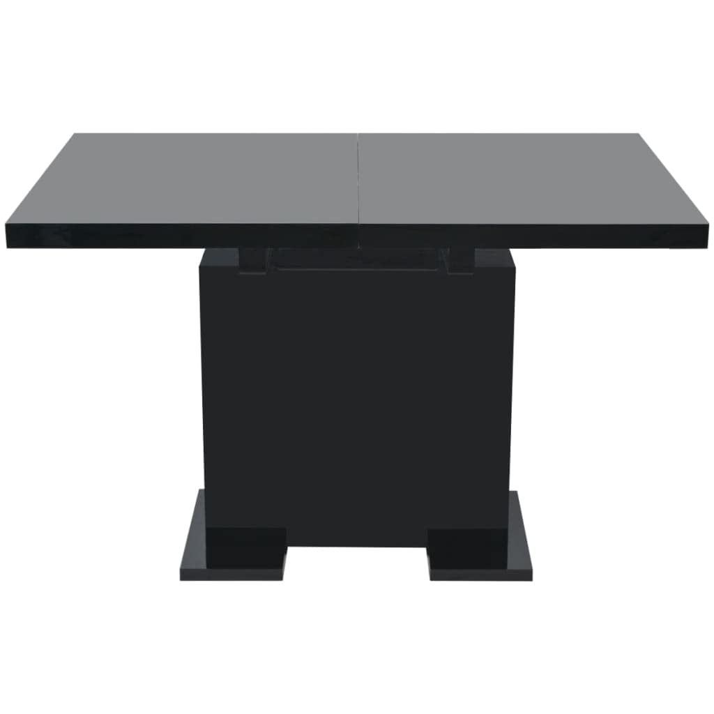 CHARMMA 60 Inch Rectangular Dining Table with Pedestal Base - High Gloss Black Finish - 59