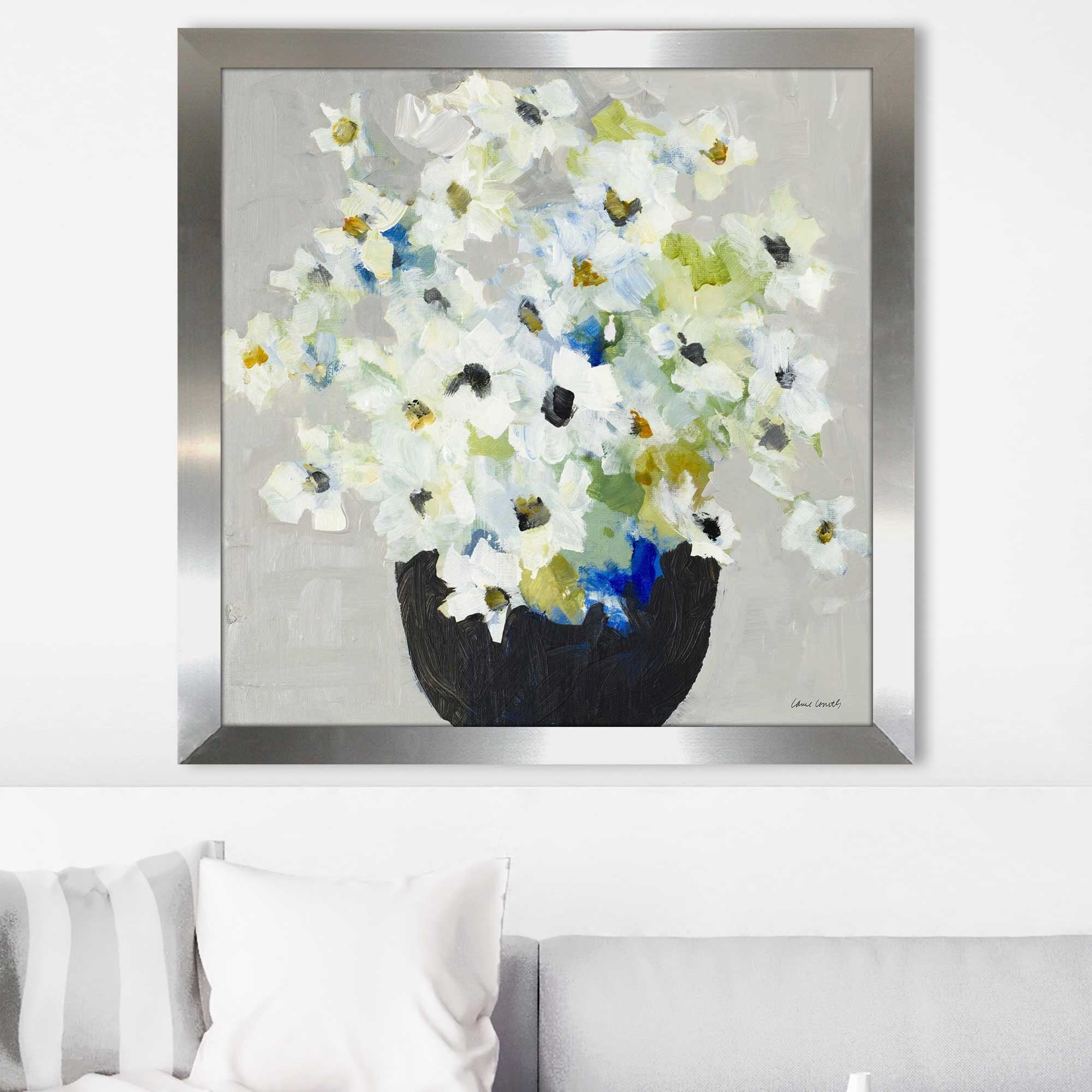 Blooms In Black Vase Print on Acrylic - Elegant Floral Wall Art for Home & Office Decor