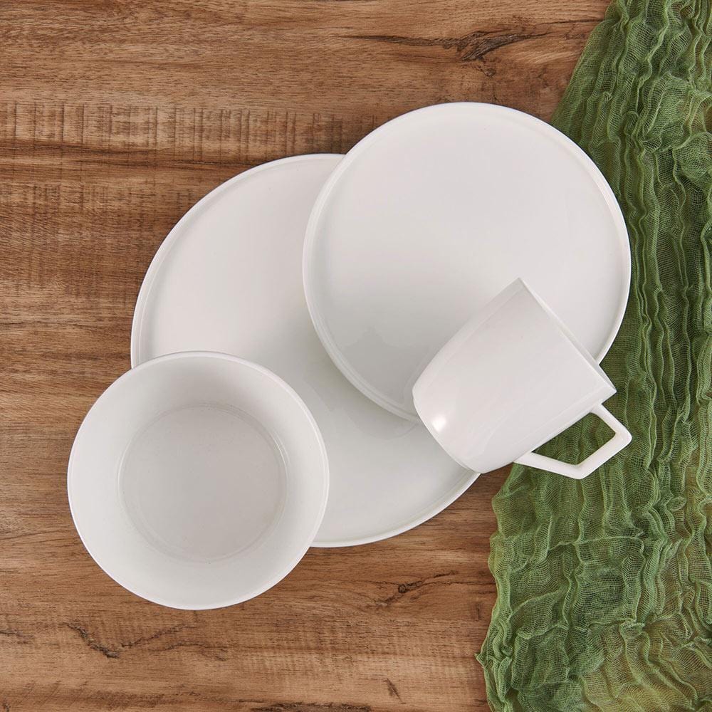 Sloane 16-Piece Dinnerware Set - Porcelain Dinner Plates, Bowls, Mugs for 4 People - Elegant Tableware for Family Dinners, Parties & Restaurant Use