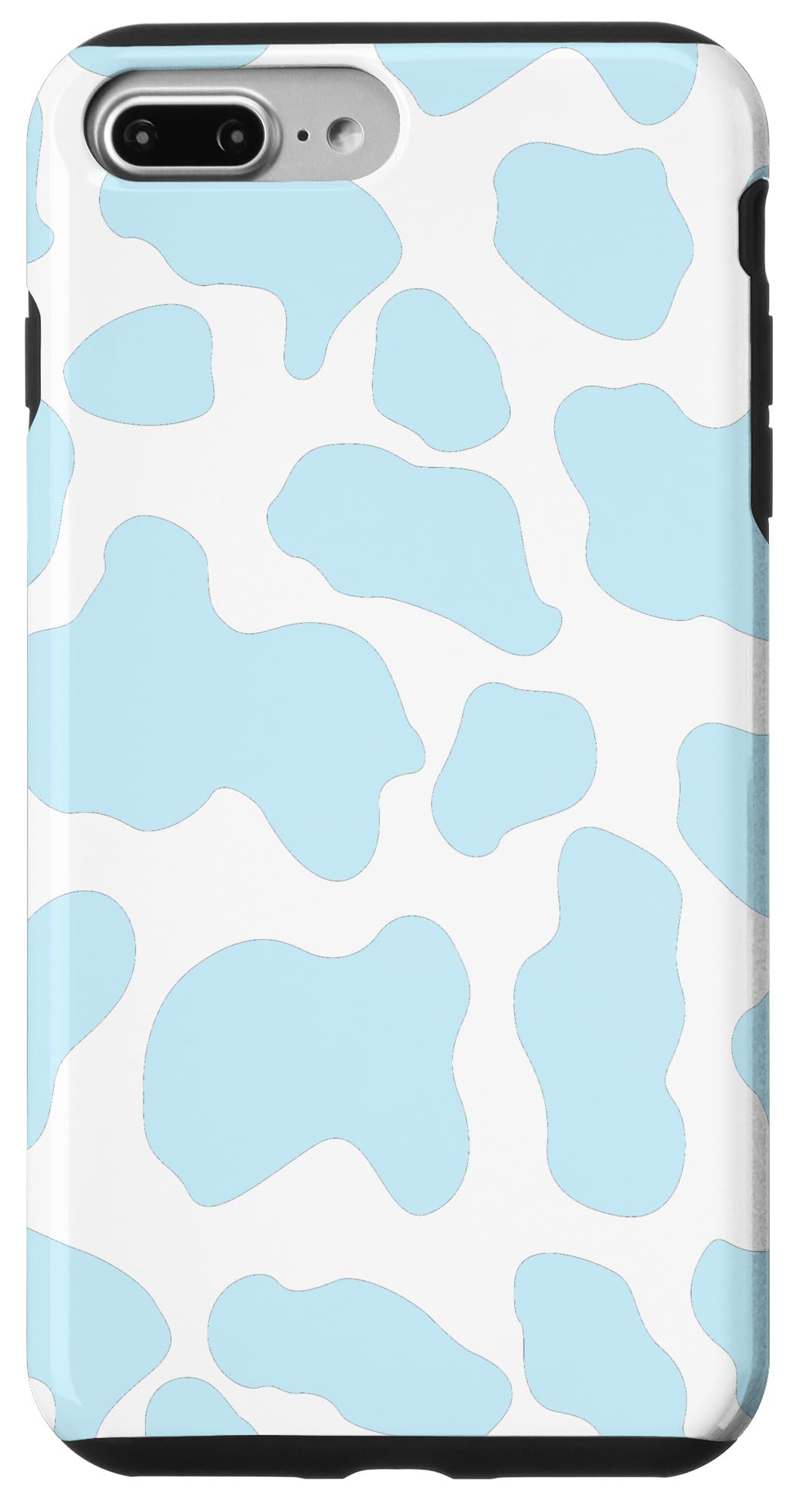 Premium iPhone 7 Plus/8 Plus Phone Case - Blue Cow Print Spotted Design, Cute Animal Pattern Protective Cover | Perfect for Daily Use, Travel & Fashion Accessory