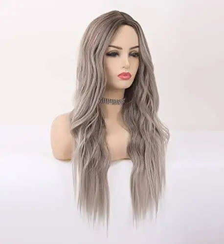 Long Wavy Synthetic Wig with Natural Center Part - Perfect for Cosplay, Halloween, and Daily Fashion Styling