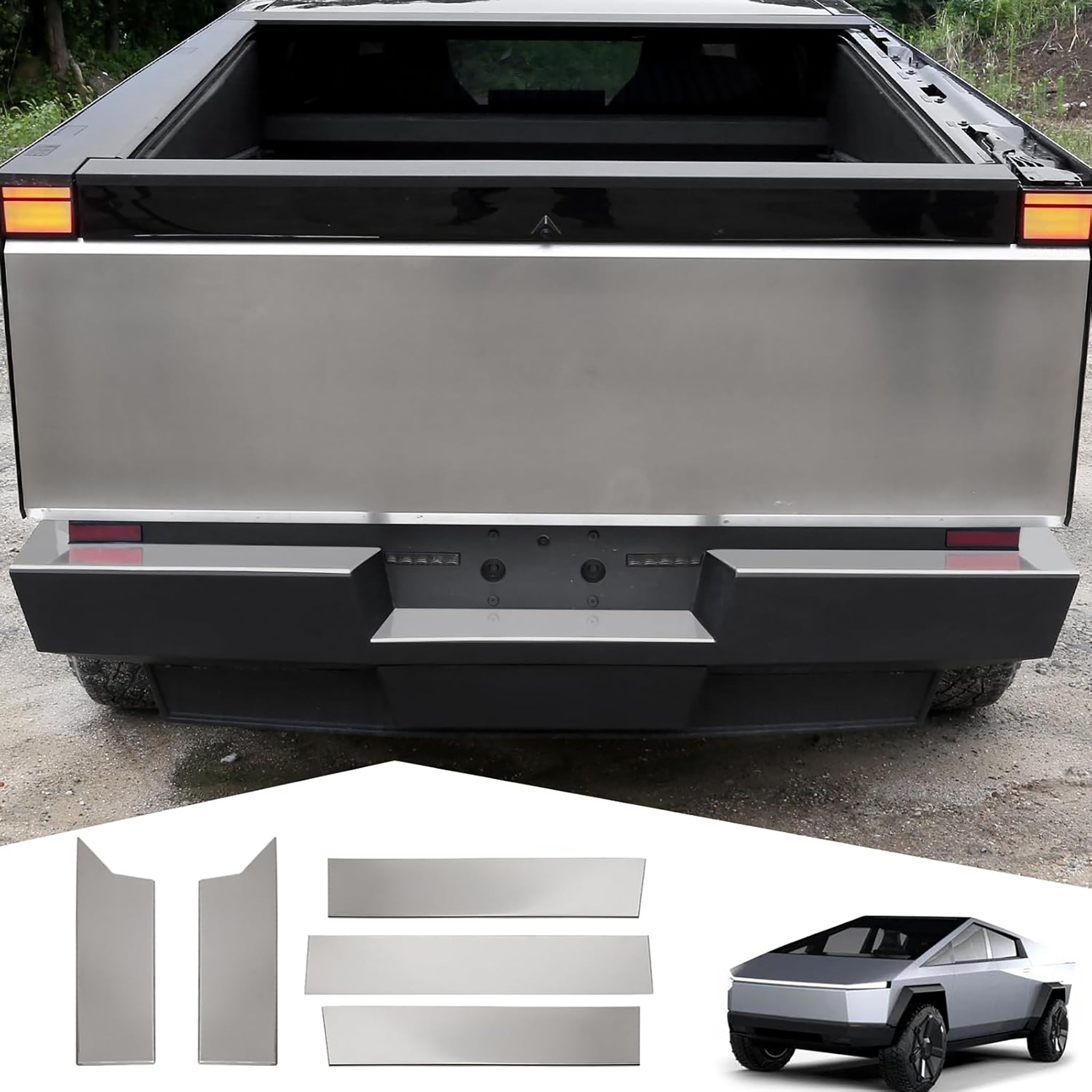 Premium Stainless Steel Rear Bumper Guard for Tesla Cybertruck - Heavy Duty Protection & Scratch Resistance - Perfect for Off-Roading, City Driving & Parking Safety