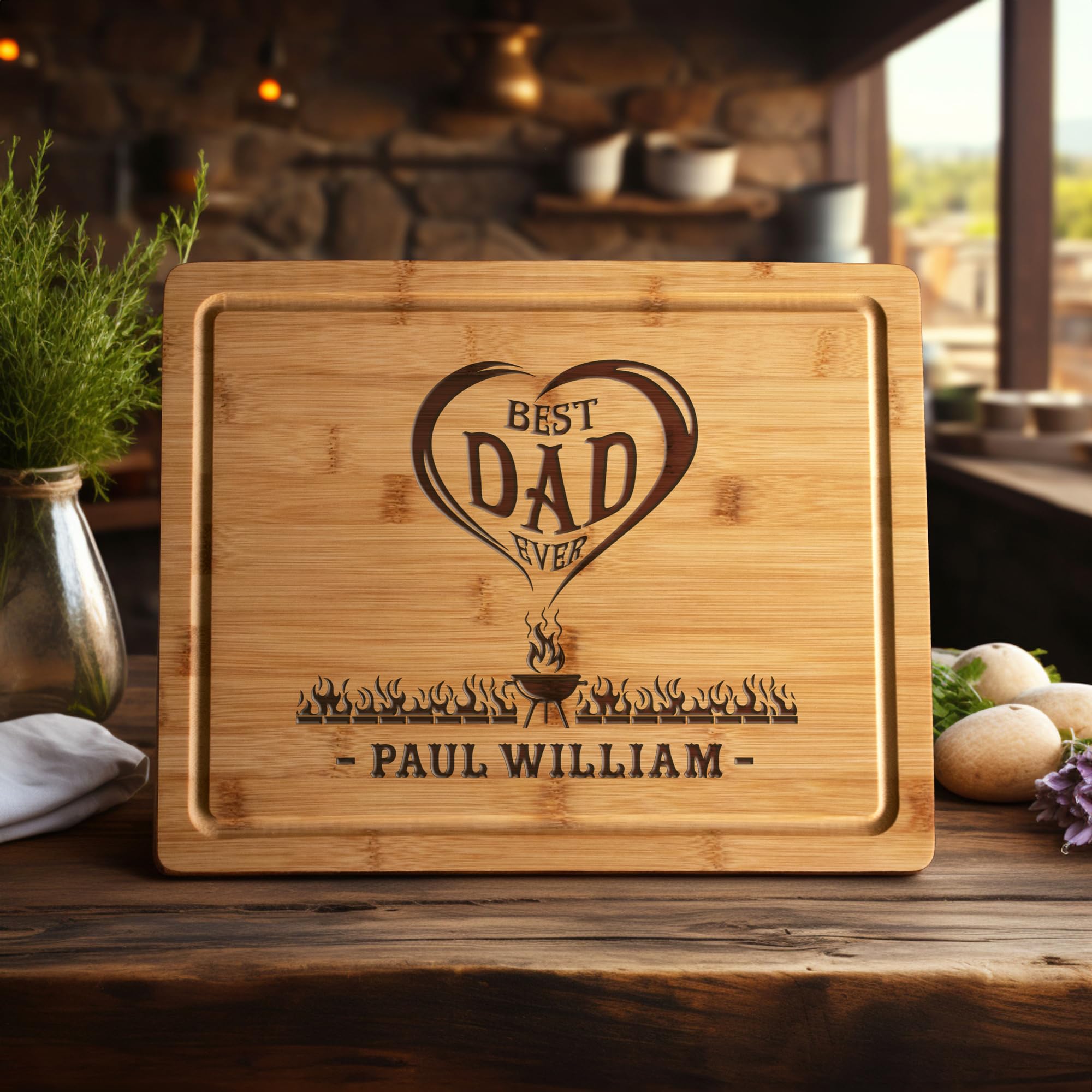 Custom Personalized BBQ Grill Board for Dad & Grandpa - Handmade in USA - Unique Father's Day, Birthday & Anniversary Gift Idea - Perfect for Backyard Grilling & Outdoor Cooking