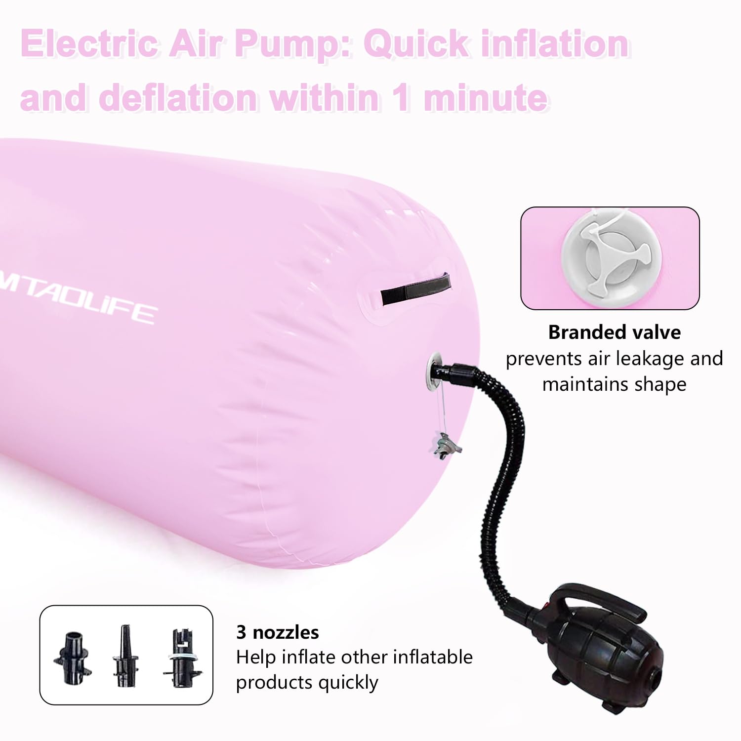 Inflatable Gymnastics Air Roller Barrel - Kids Tumbling Mat for Backbends, Somersaults & Yoga Training | Portable Cheerleading Equipment for Home & Gym Use | Great for Stretching, Flexibility & Acrobatic Practice