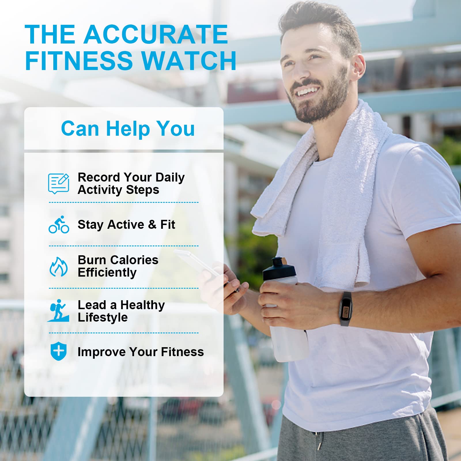 Accurate Pedometer for Walking & Running - Step Counter with Calories, Distance & Time Tracker for Men, Women, Adults & Seniors - Perfect for Fitness Tracking, Weight Loss & Daily Activity Monitoring
