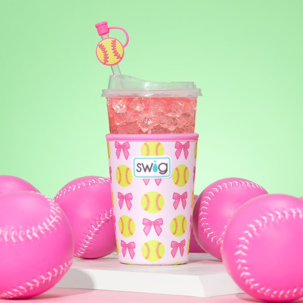 Pitch Hit Run Medium Iced Cup Coolie - Insulated Beverage Sleeve for Baseball Games, Outdoor Sports & Summer Drinks