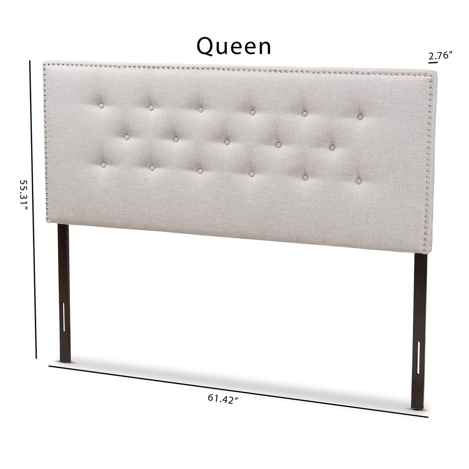 Baxton Studio Windsor Modern Grey Beige Fabric Upholstered Queen Size Headboard - 100% Polyester Foam Padding - Contemporary Bedroom Decor for Master Bedroom & Guest Room