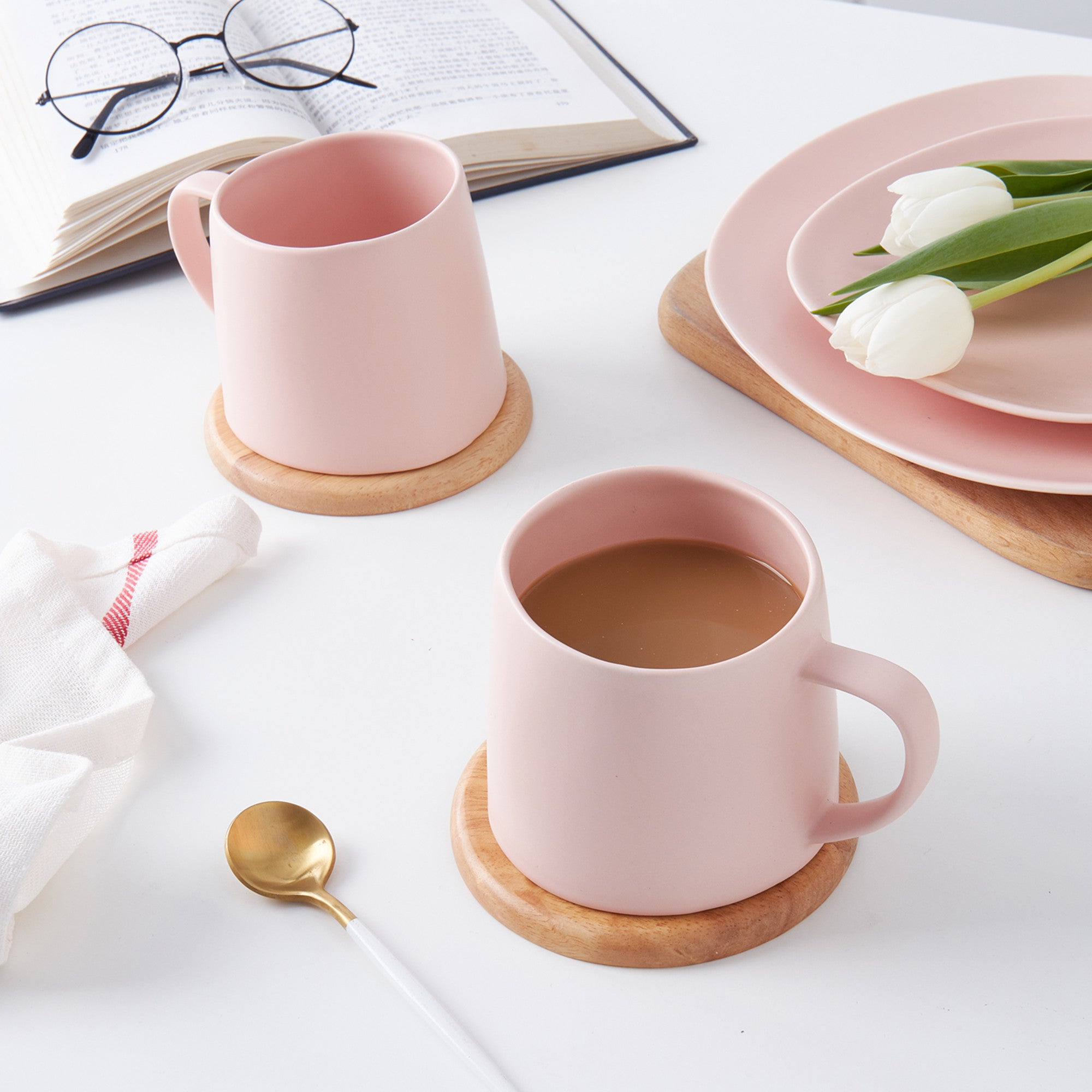 Premium Delilah Porcelain Coffee Mug Set - 6 Pack, Elegant Ceramic Tea Cups for Home, Office & Gifts - Dishwasher & Microwave Safe