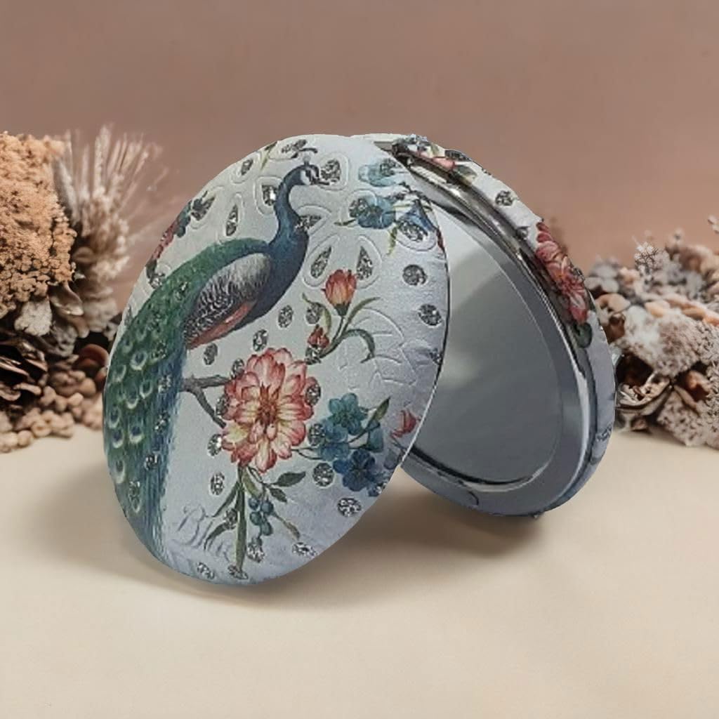 Portable Compact Mirror with 2x Magnification - Glossy Travel Mirror for Purses, Handbags & Makeup Touch Ups On The Go | Perfect for Travel, Office & Daily Use