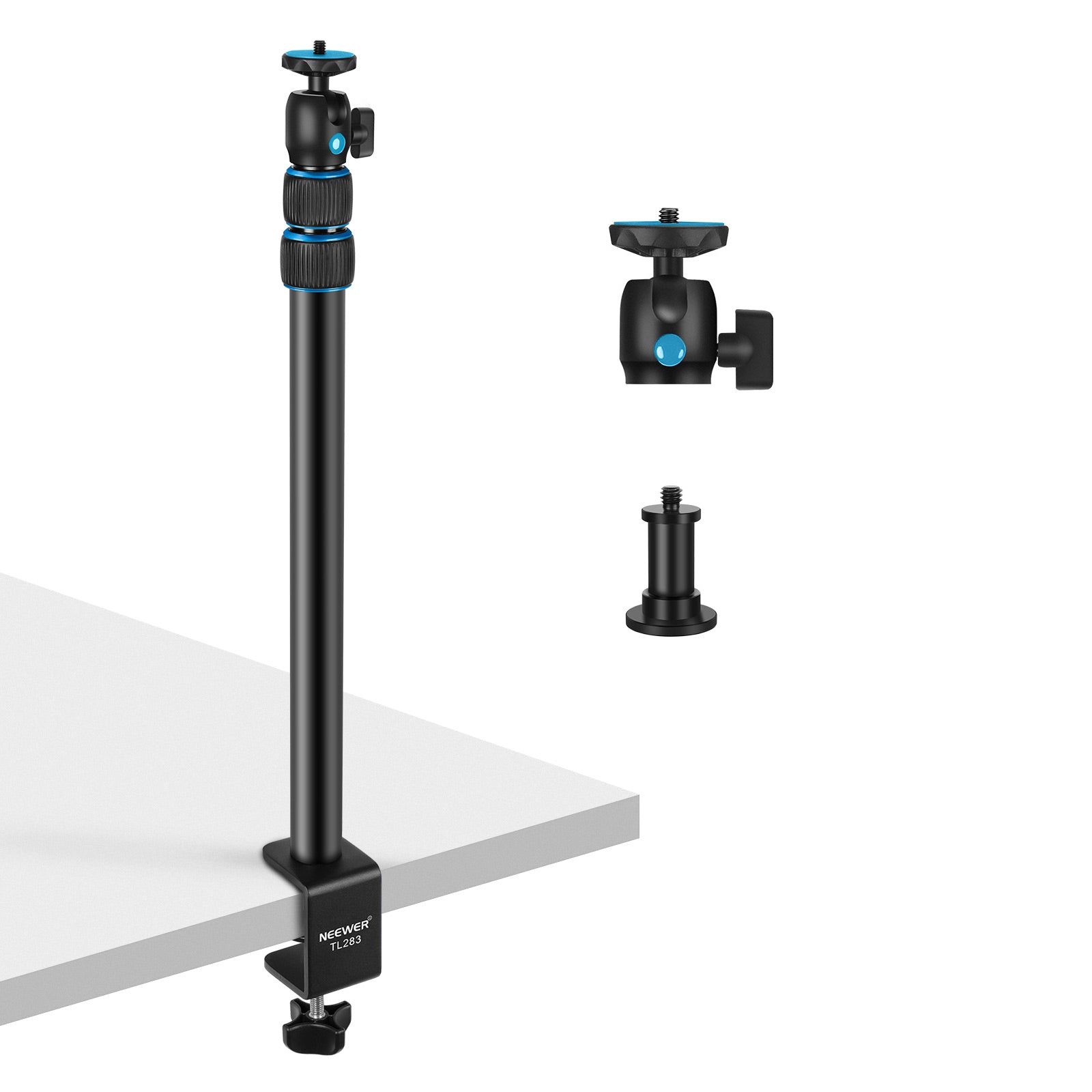 NEEWER TL283 Extendable Camera Desk Mount with Ball Head - Adjustable Arm for DSLR, Webcam, and Smartphone - Perfect for Streaming, Video Calls, and Photography Workspace Setup
