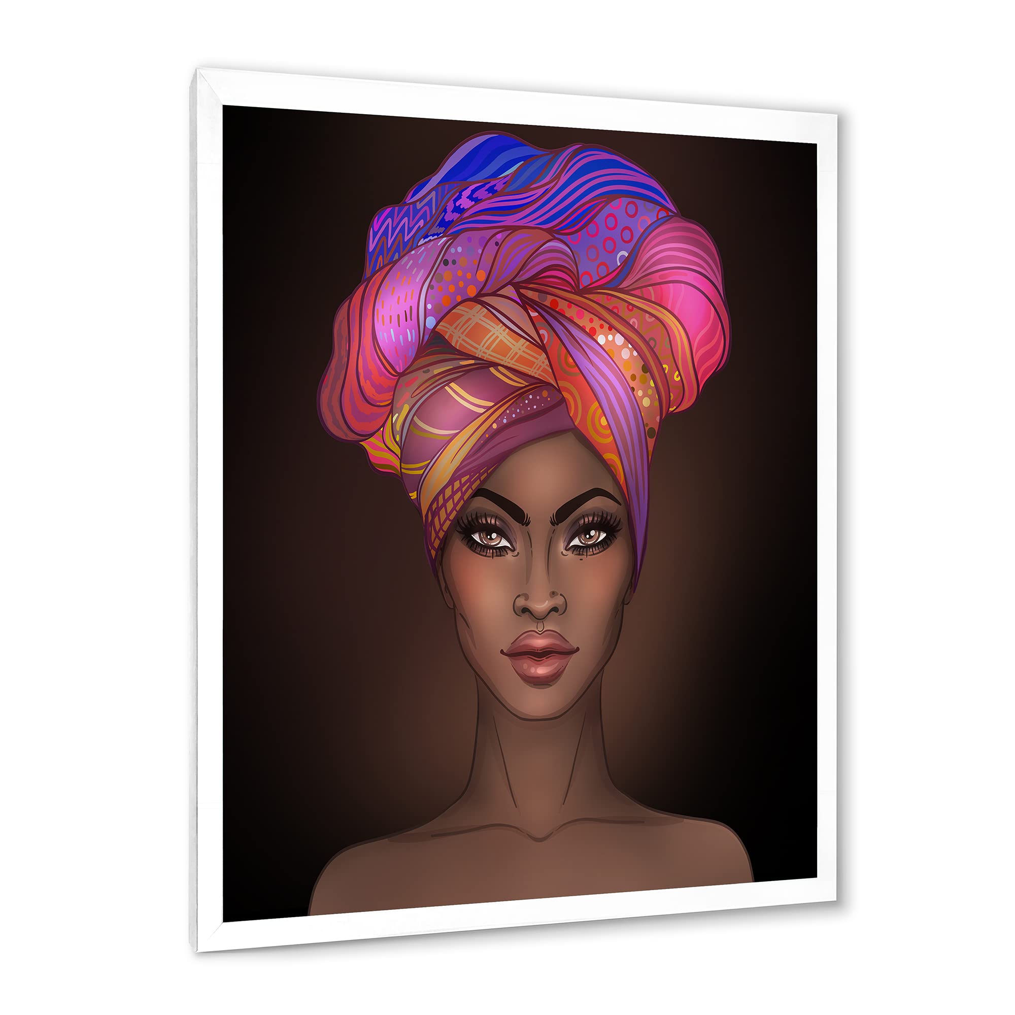 African American Woman with Turban Wall Art - Modern Framed Canvas Print for Living Room, Bedroom & Office Decor | Black Culture Home Decoration