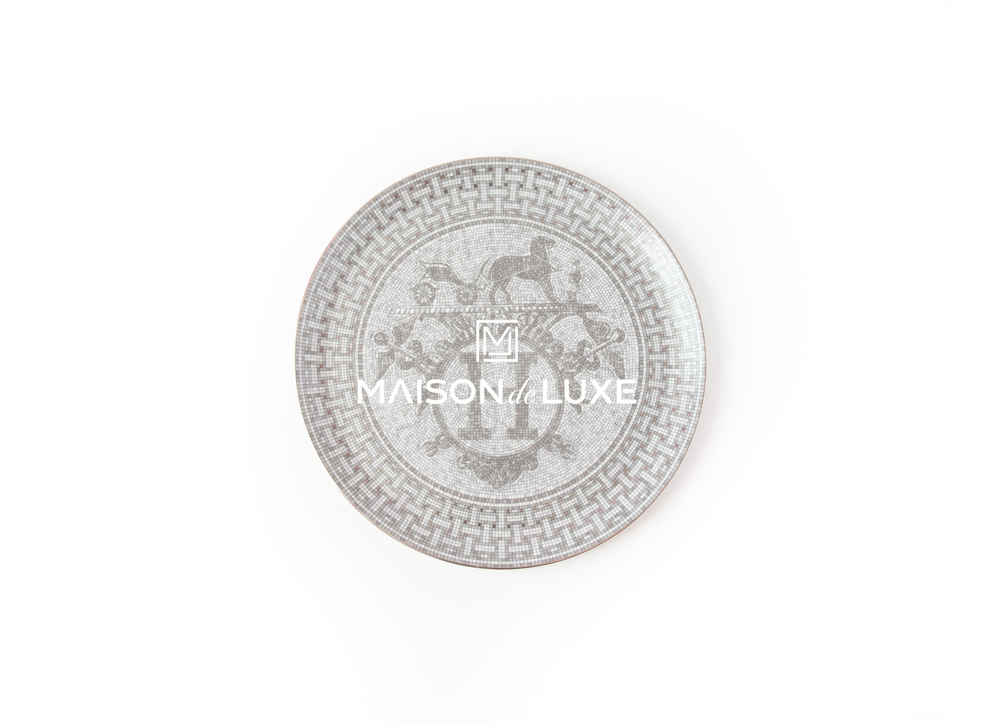Hermes Mosaique au 24 Platinum Tart Platter - Luxury Serving Tray for Desserts, Hors d'Oeuvres & Entertaining - Perfect for Dinner Parties, Tea Time & Special Occasions