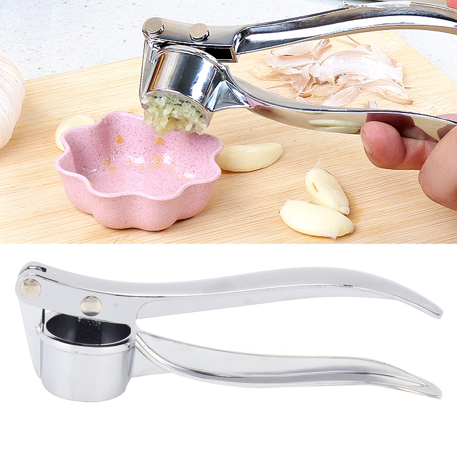 Premium Stainless Steel Garlic Press - Heavy Duty Ergonomic Garlic Mincer & Ginger Crusher - Rust-Proof Kitchen Gadget for Chopping, Mincing & Pressing - Perfect for Cooking, Meal Prep & Restaurants