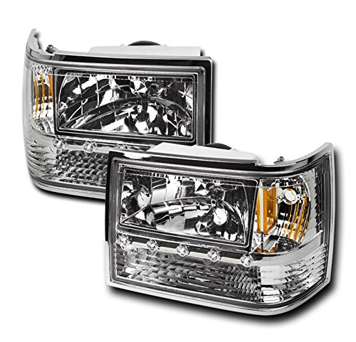 LED Headlights with Corner & Bumper Signal Lamps - Chrome Housing - Compatible with 1993-1998 Jeep Grand Cherokee - Upgrade Your Off-Road Adventure & Night Driving Safety