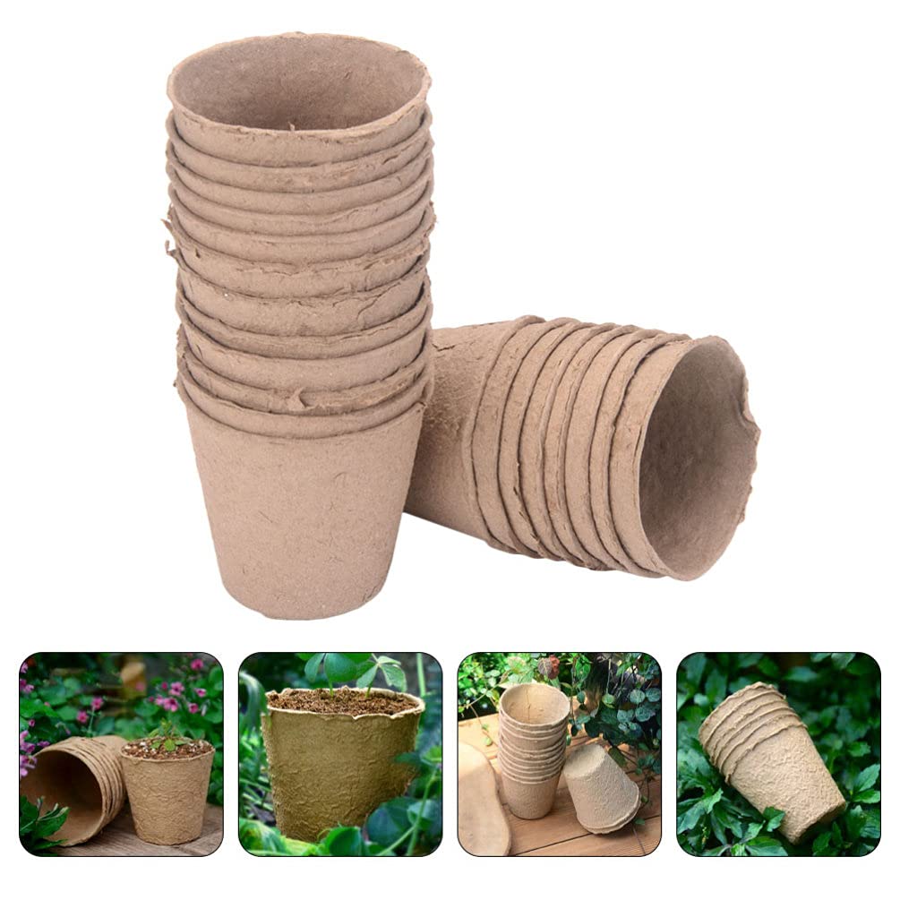 Happyyami 25 Pack Biodegradable Seed Starter Pots with Date Markers - Eco-Friendly Plant Propagation Trays for Indoor/Outdoor Gardening, Greenhouse & Hydroponic System