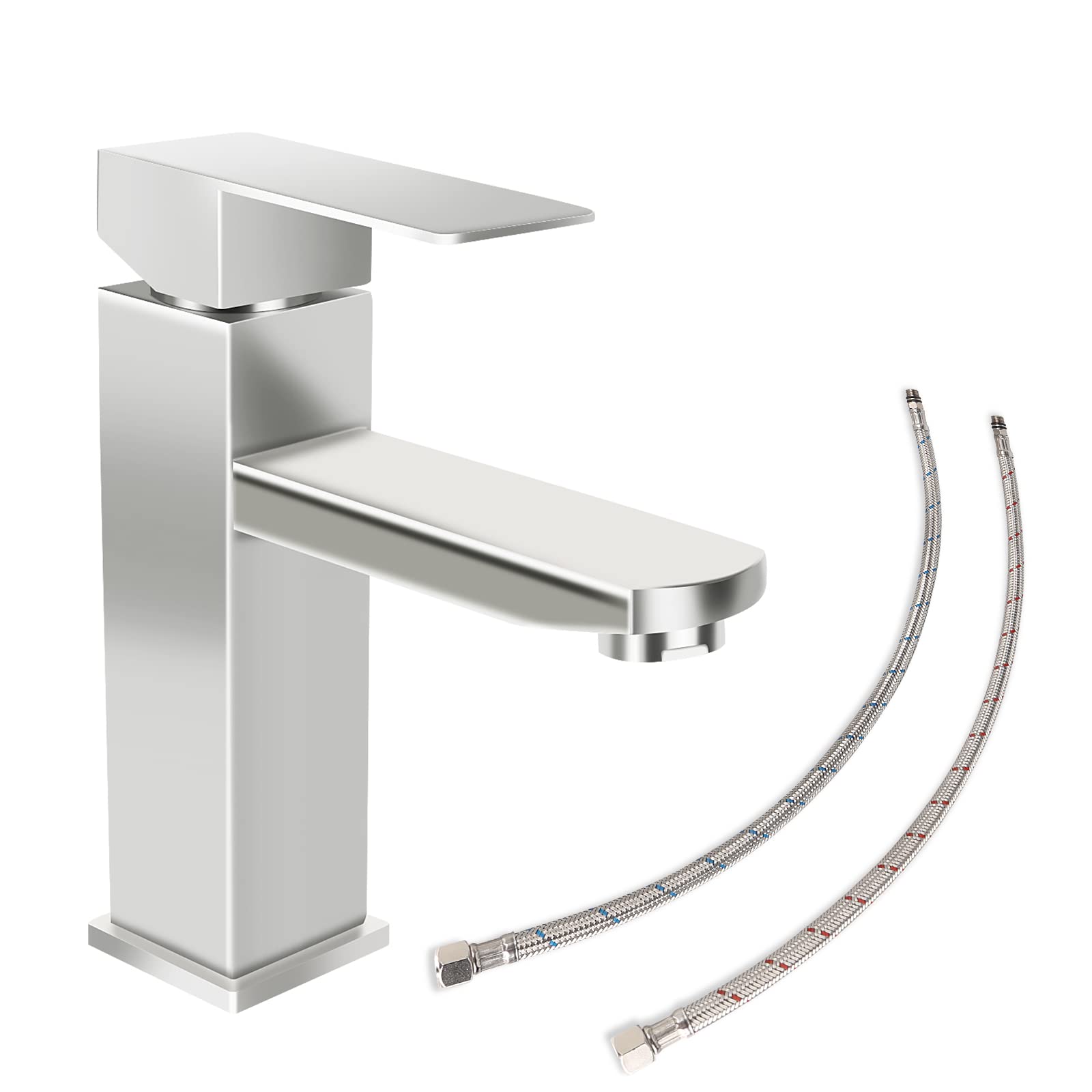 Single Handle Brushed Nickel Bathroom Faucet for 1 Hole Sink - Modern Water-Saving Design for Bathroom Vanity & Powder Room