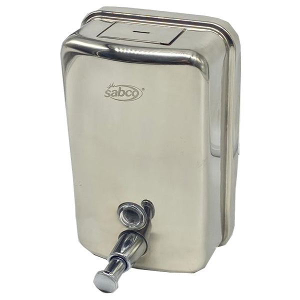 Sabco 1L Stainless Steel Soap & Lotion Dispenser - Wall Mount or Countertop Use for Kitchen, Bathroom & Salon