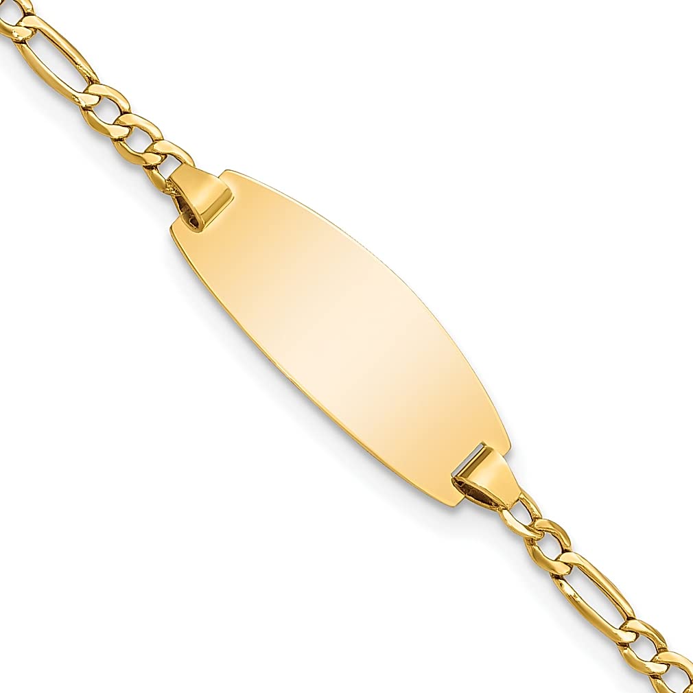 14K Yellow Gold Oval Link Figaro ID Bracelet for Women - 5.5 Inch Adjustable Fine Jewelry - Elegant Gift for Her - Perfect for Anniversaries, Birthdays & Special Occasions