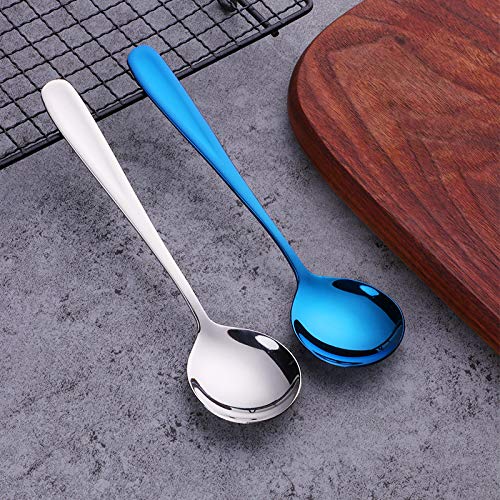 Premium 7-Inch Stainless Steel Bouillon Soup Spoons Set - Round Dinner Spoons for Elegant Dining, Perfect for Restaurants, Catering & Home Use