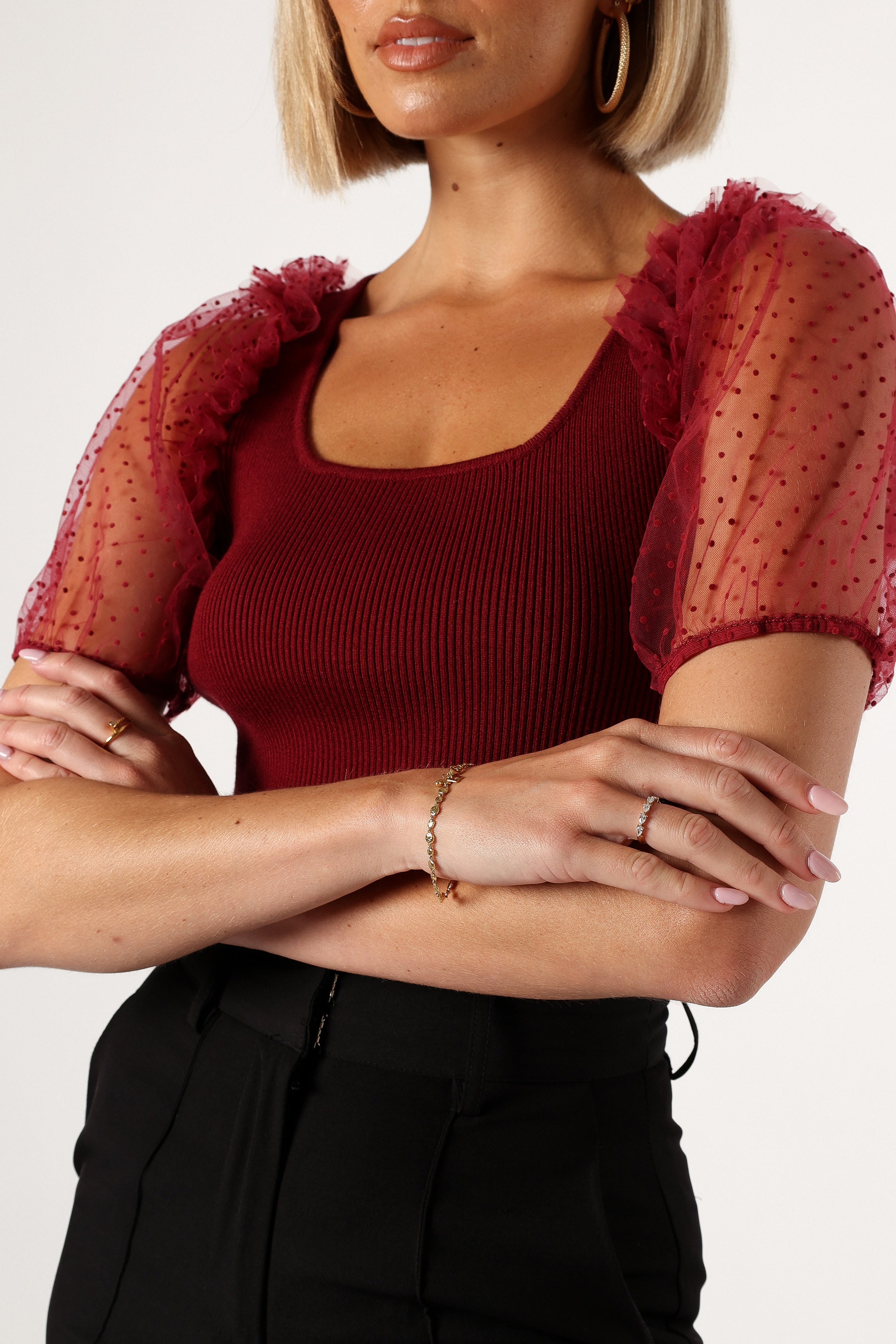 Kristen Bodysuit for Women - Stretchy Burgundy Bodysuit Tops - Perfect for Layering, Casual Wear & Night Out