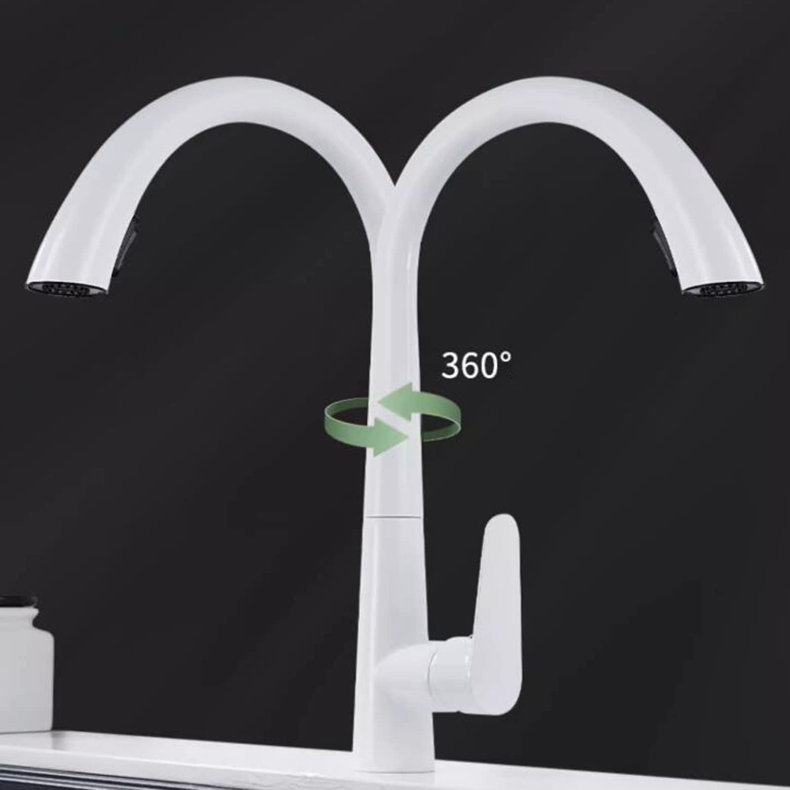 High-Quality White Kitchen Faucet with Pull-Out Spray - Brass Swivel Telescoping Kitchen Mixer Tap for Modern Home & Restaurant Use